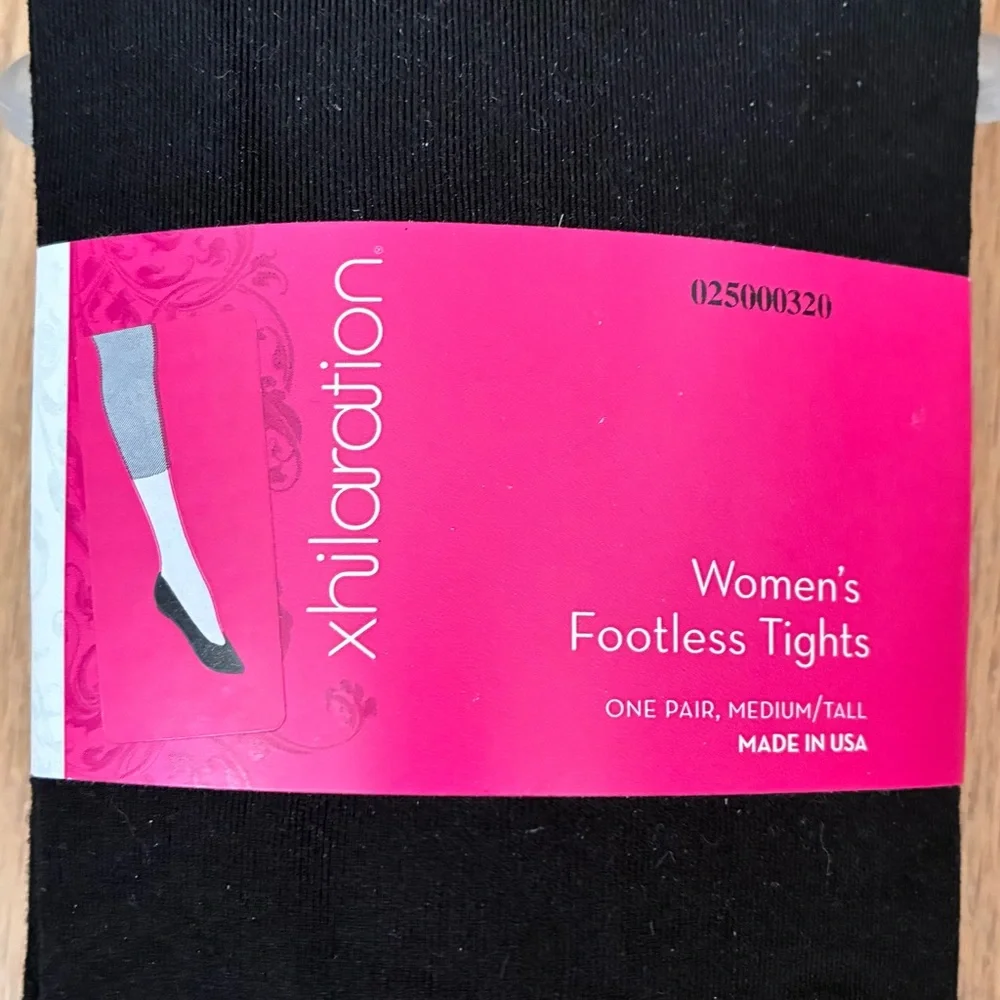 New Xhilaration Footless Tights, Black, size MEDIUM/TALL